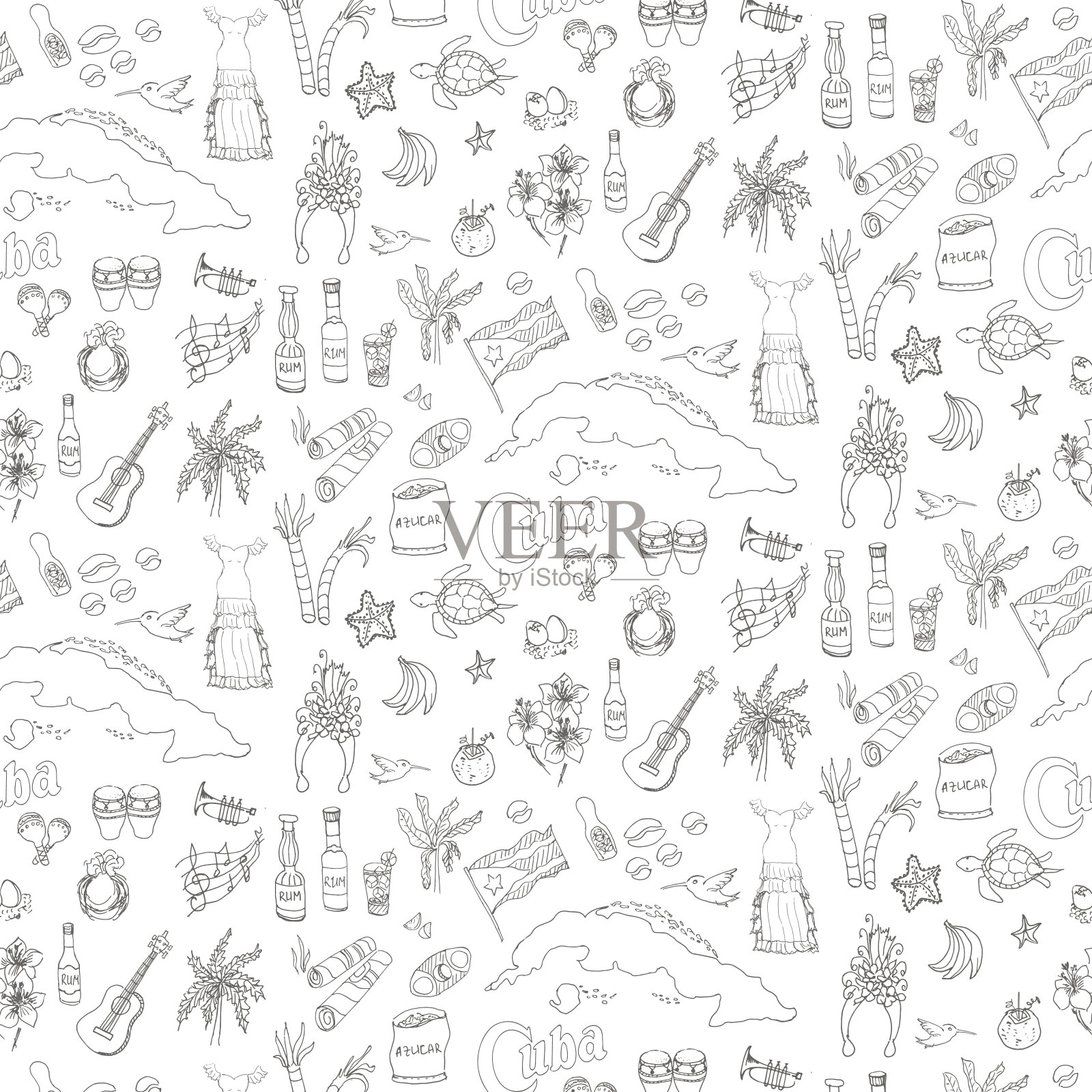 古巴的图标插画图片素材