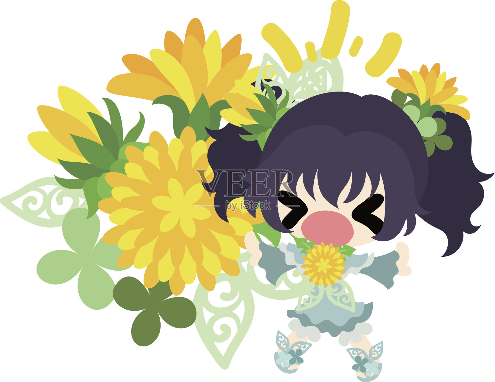 可爱的蒲公英的女孩设计元素图片