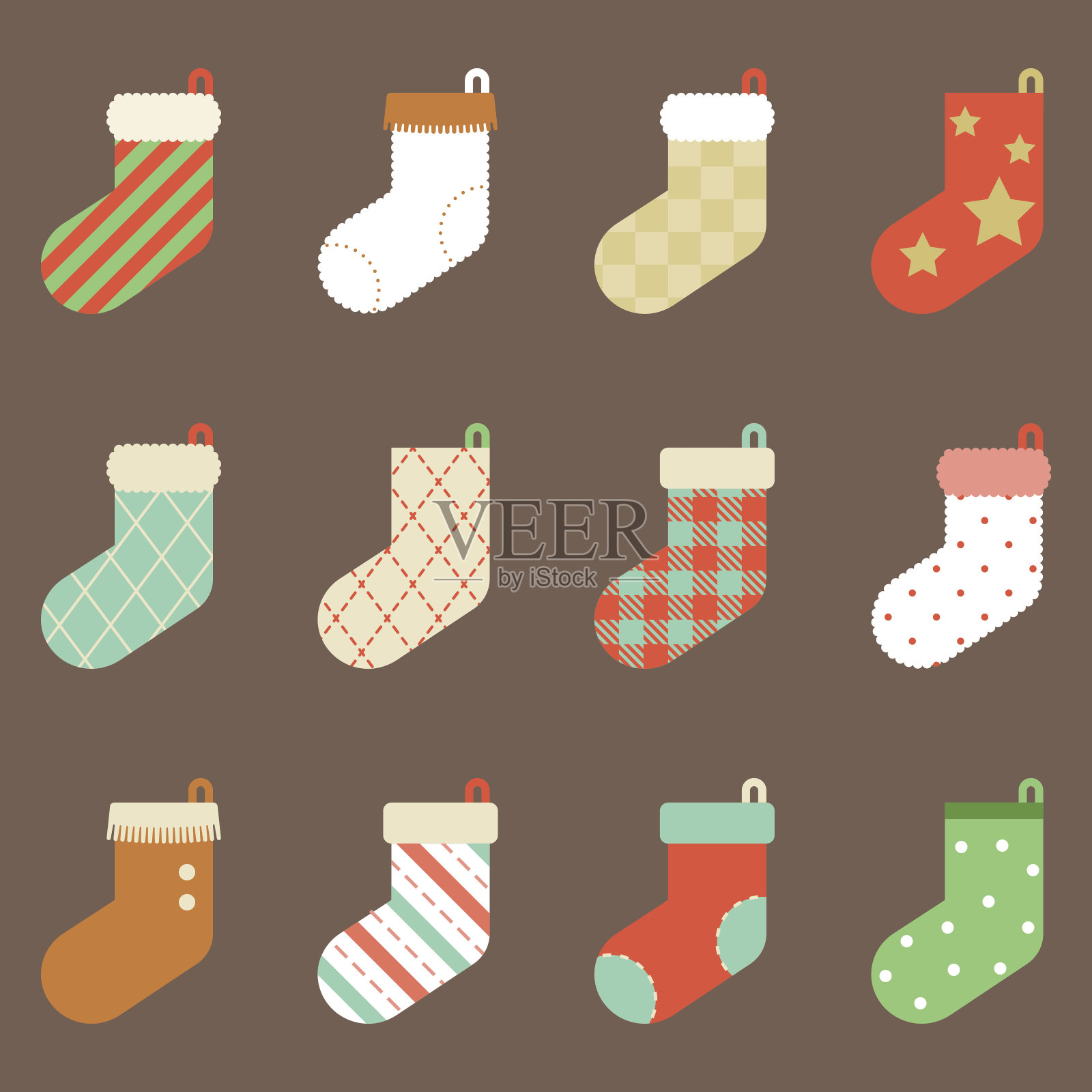 彩色的袜子集合插画图片素材