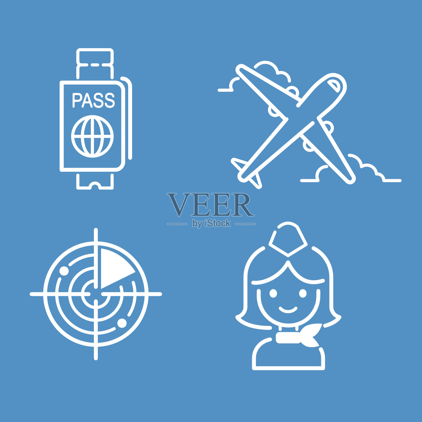 航空图标向量集。图标素材