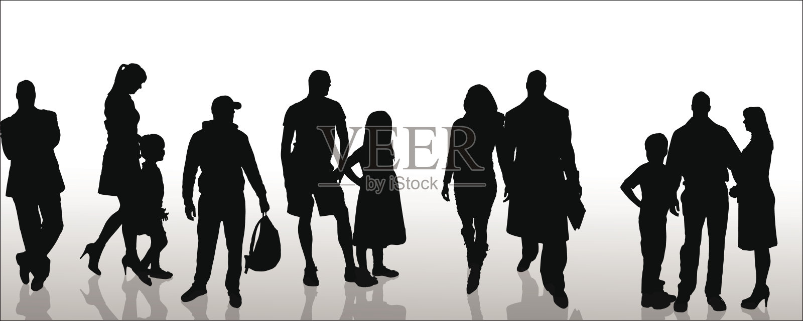 矢量剪影的家庭。插画图片素材