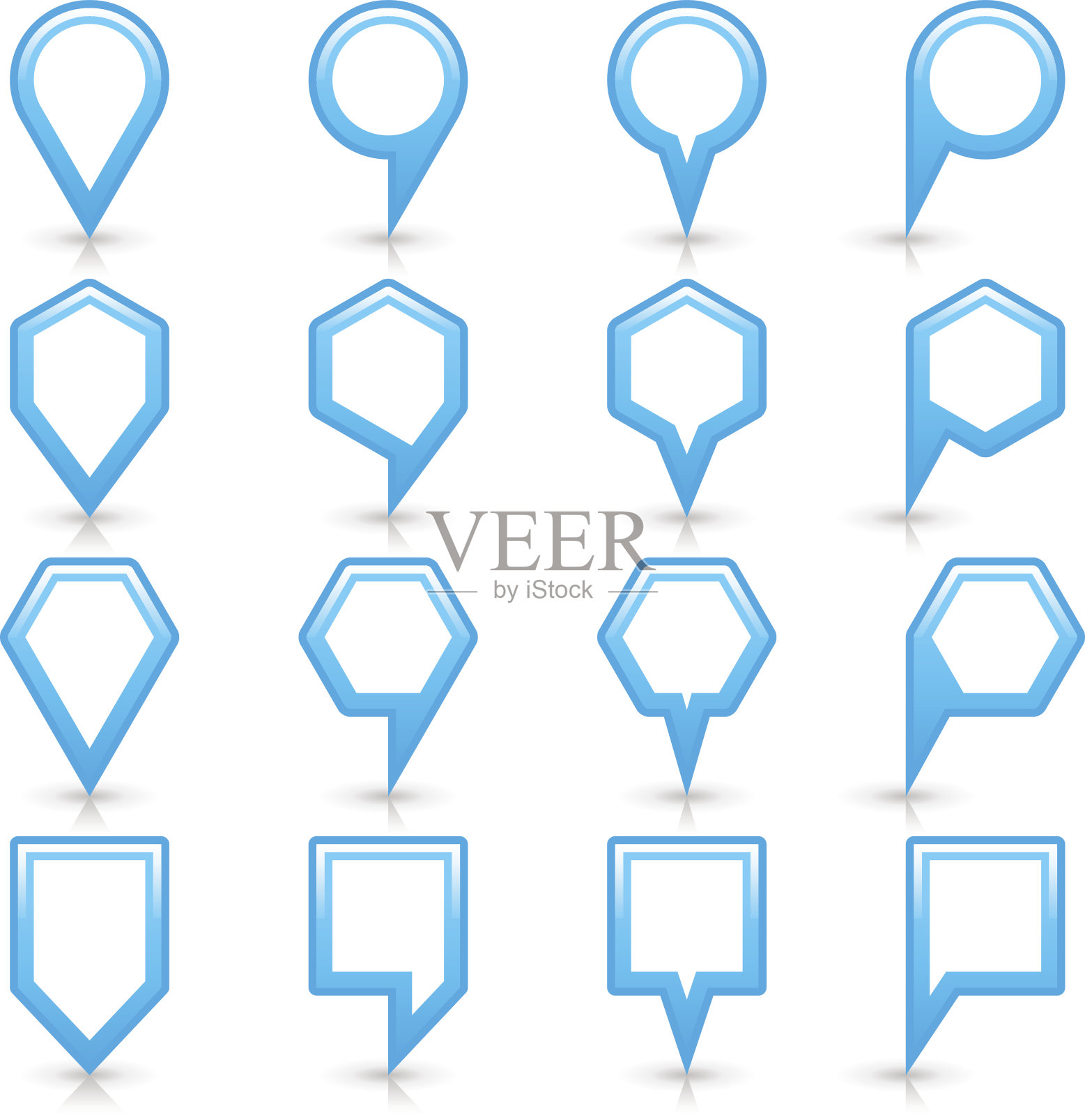 平坦的蓝色地图引脚标志位置图标图标素材