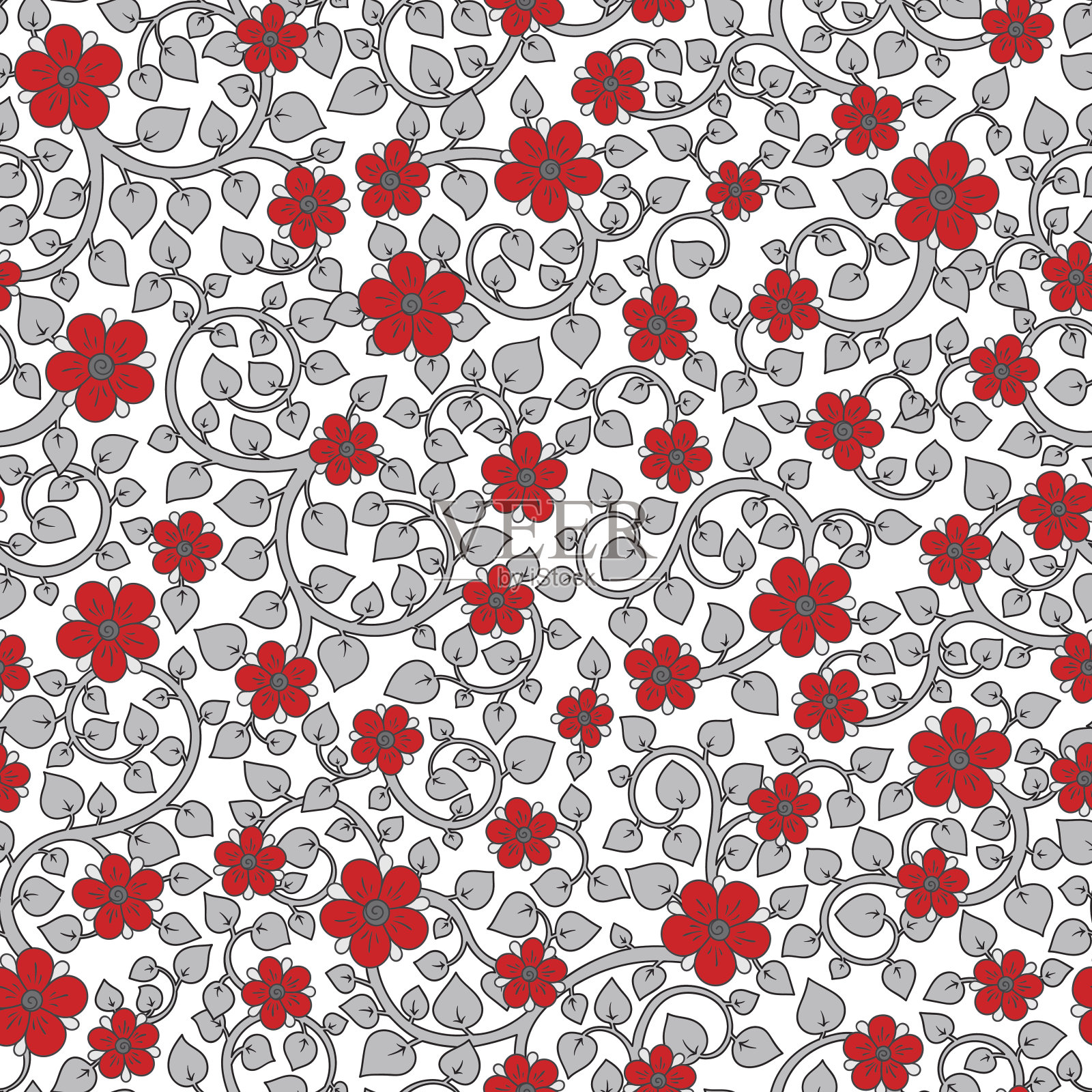 花的纹理无缝，花样百出带花。插画图片素材