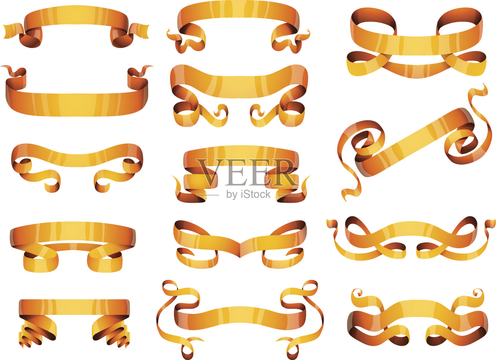 金色丝带矢量插图设计元素图片