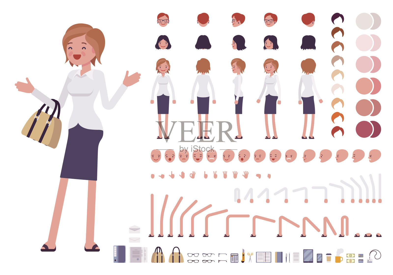 女书记员人物创作集插画图片素材