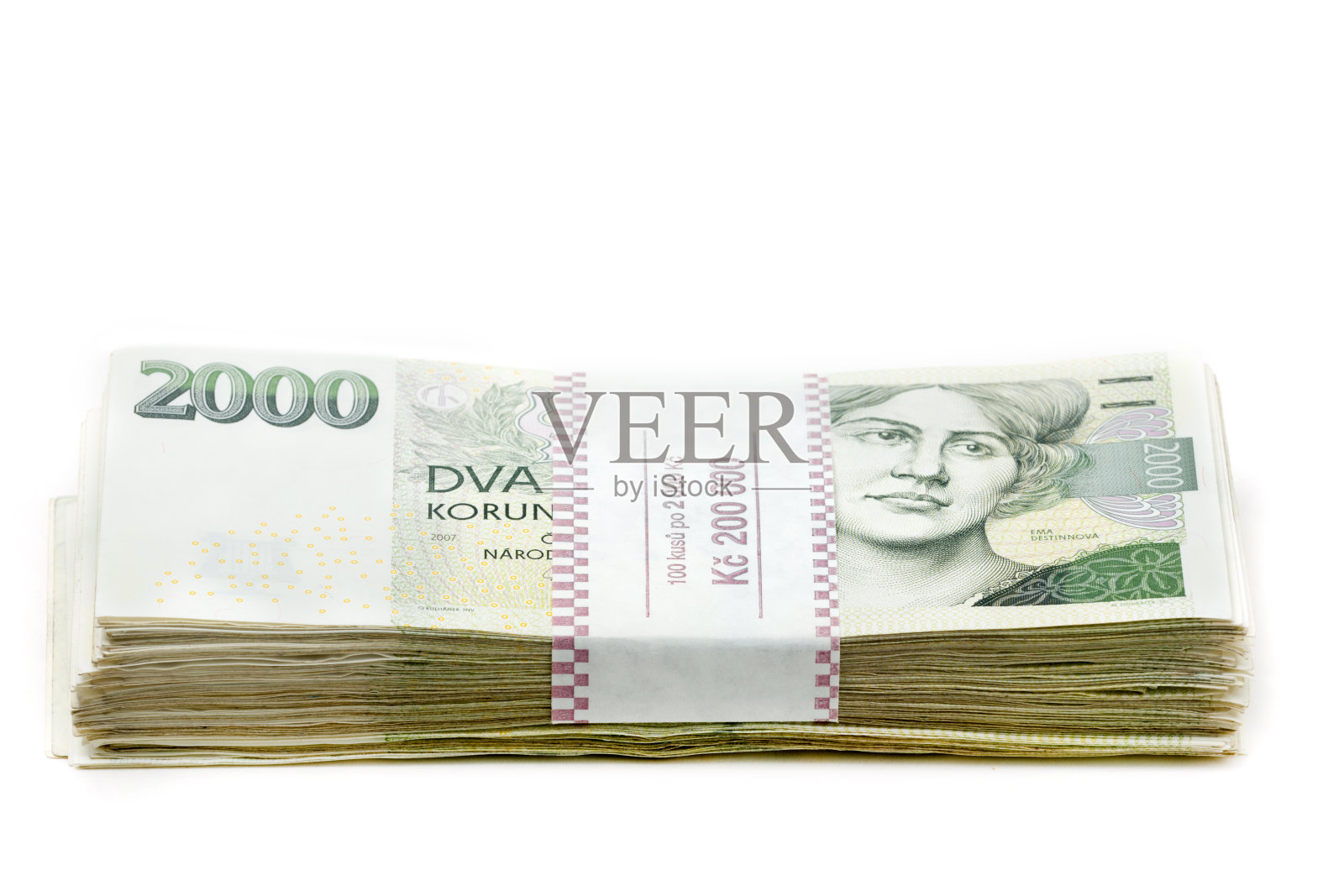 捷克纸币票面价值为一千和两千克朗照片摄影图片