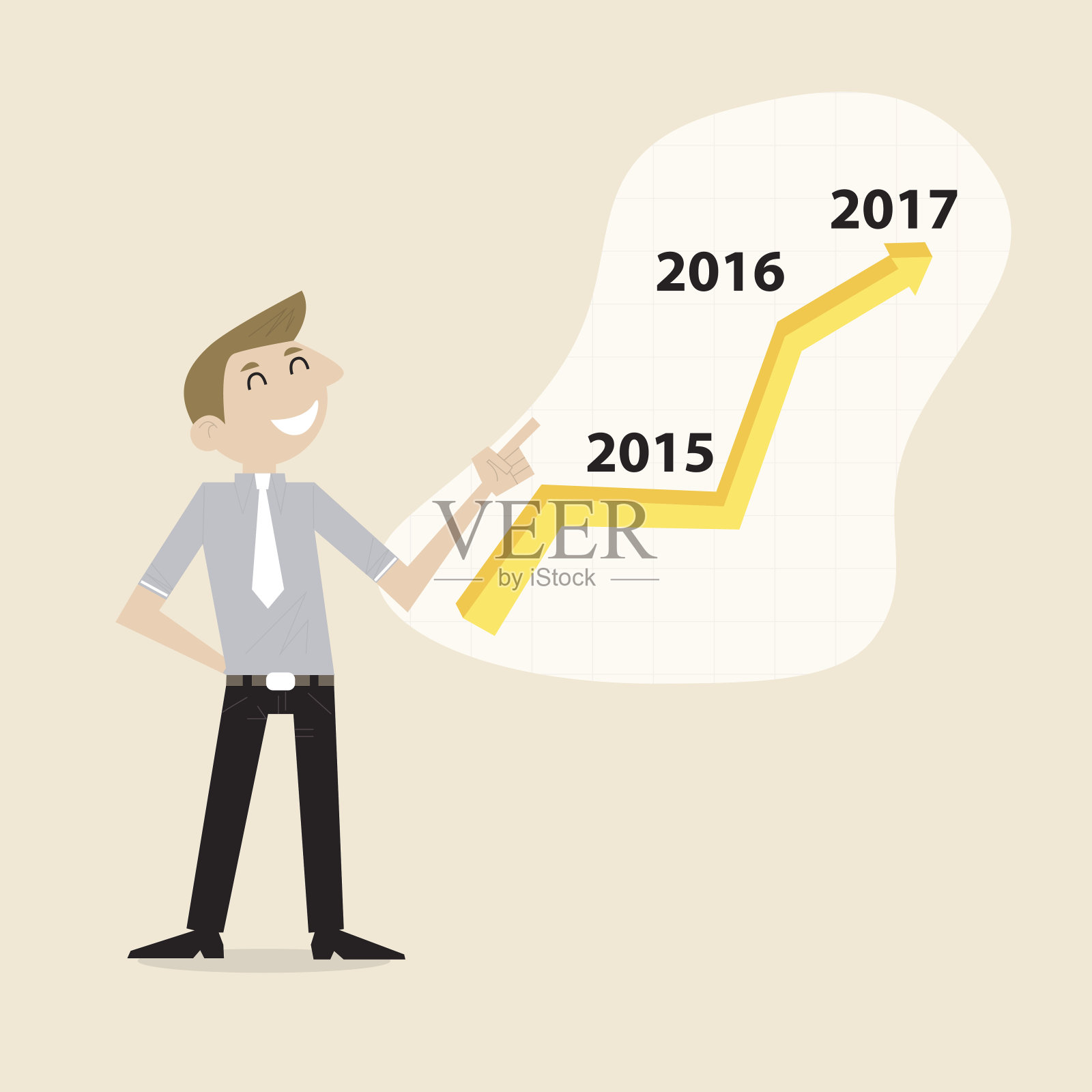 商人和股票市场箭头展示。插画图片素材