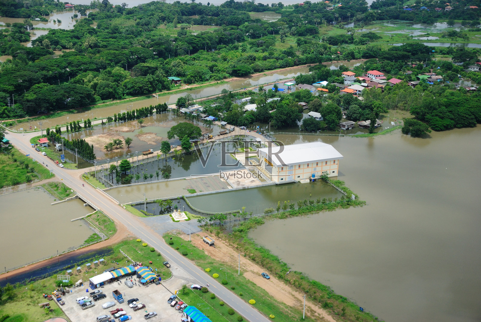 泰国洪水，自然灾害，照片摄影图片