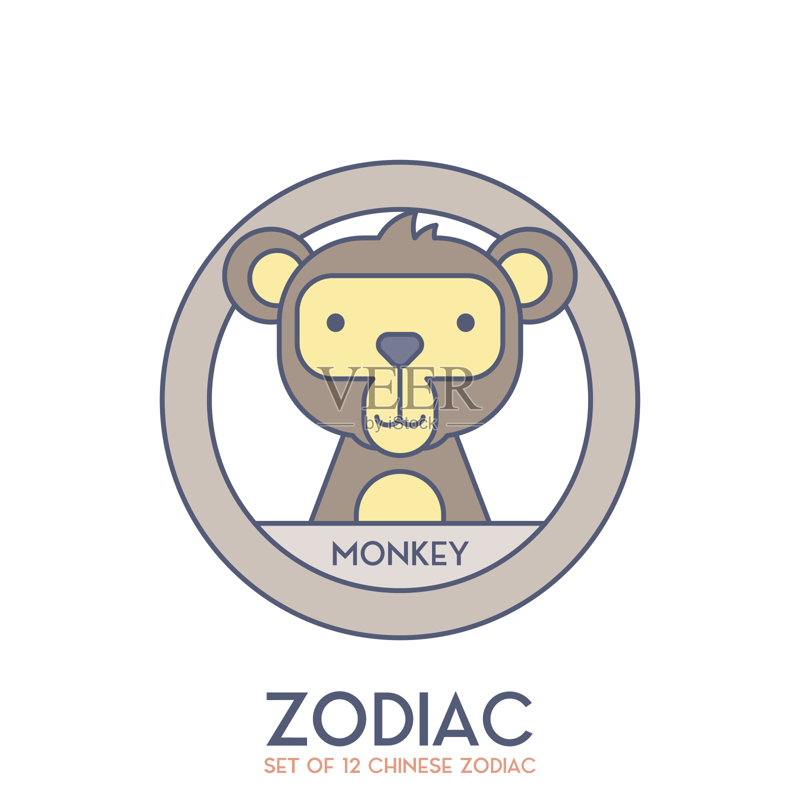 十二生肖猴插画图片素材