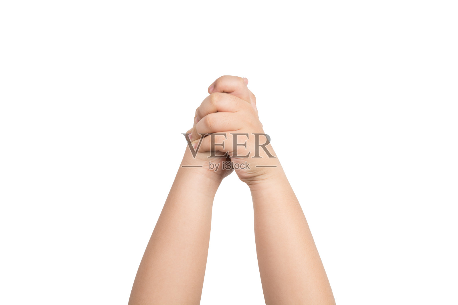 两个恳求的孩子双手隔离在白色照片摄影图片