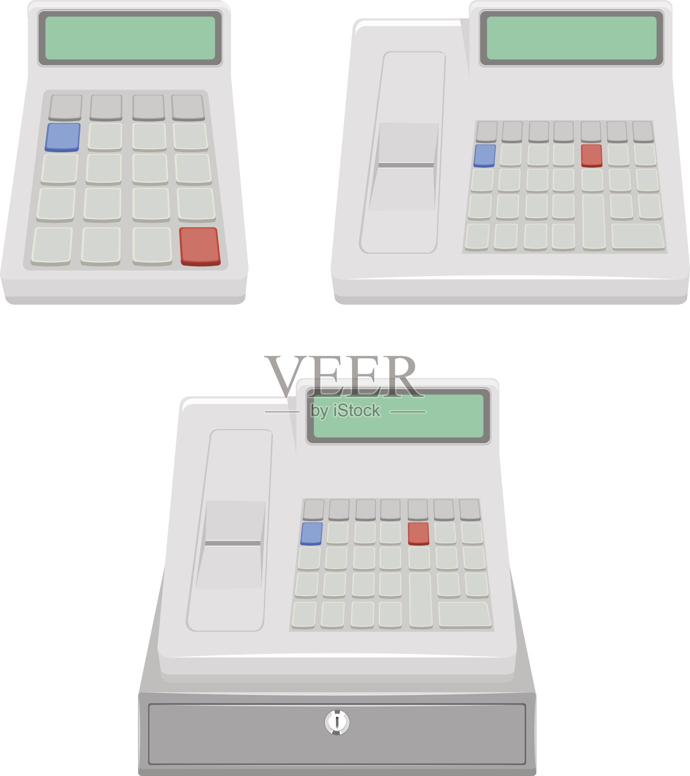 收银机设置矢量插图孤立的白色背景。插画图片素材