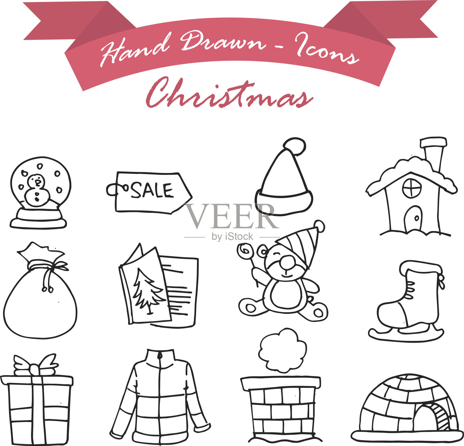 圣诞快乐图标矢量插图插画图片素材