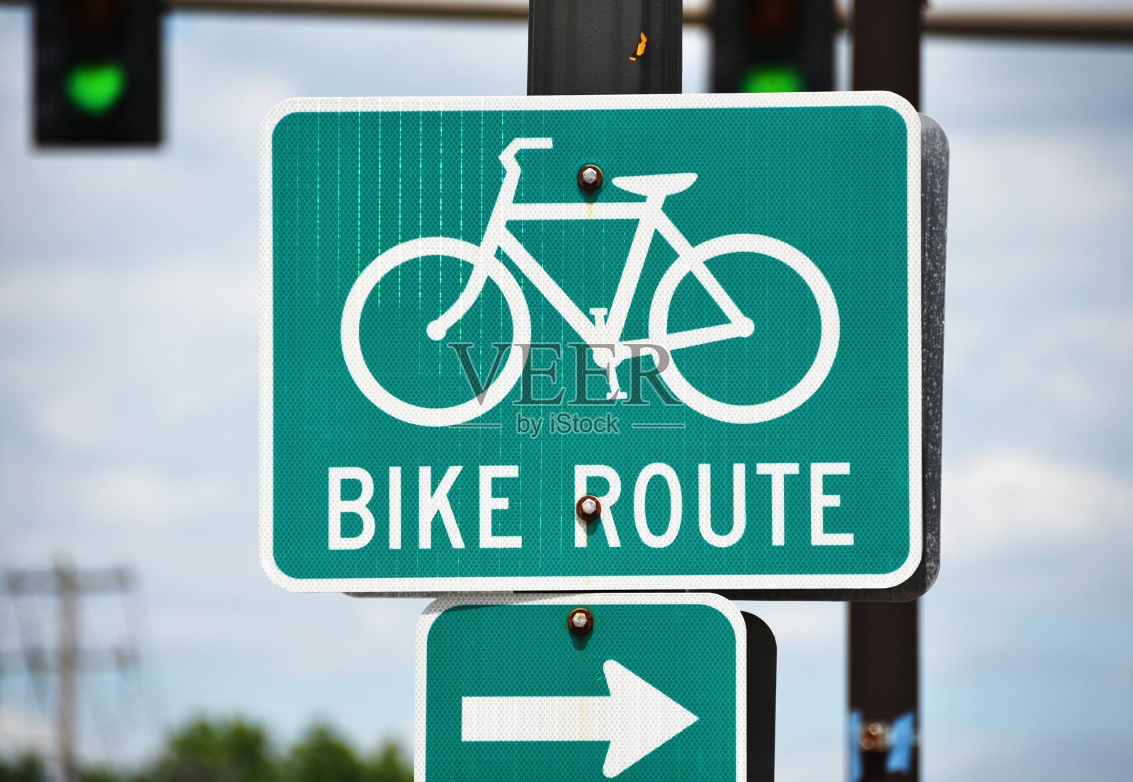 自行车路线标志照片摄影图片