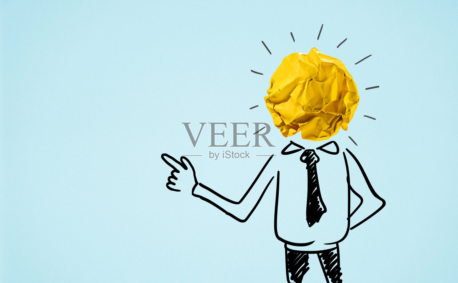 商人头与纸团(灯泡)。商业照片摄影图片