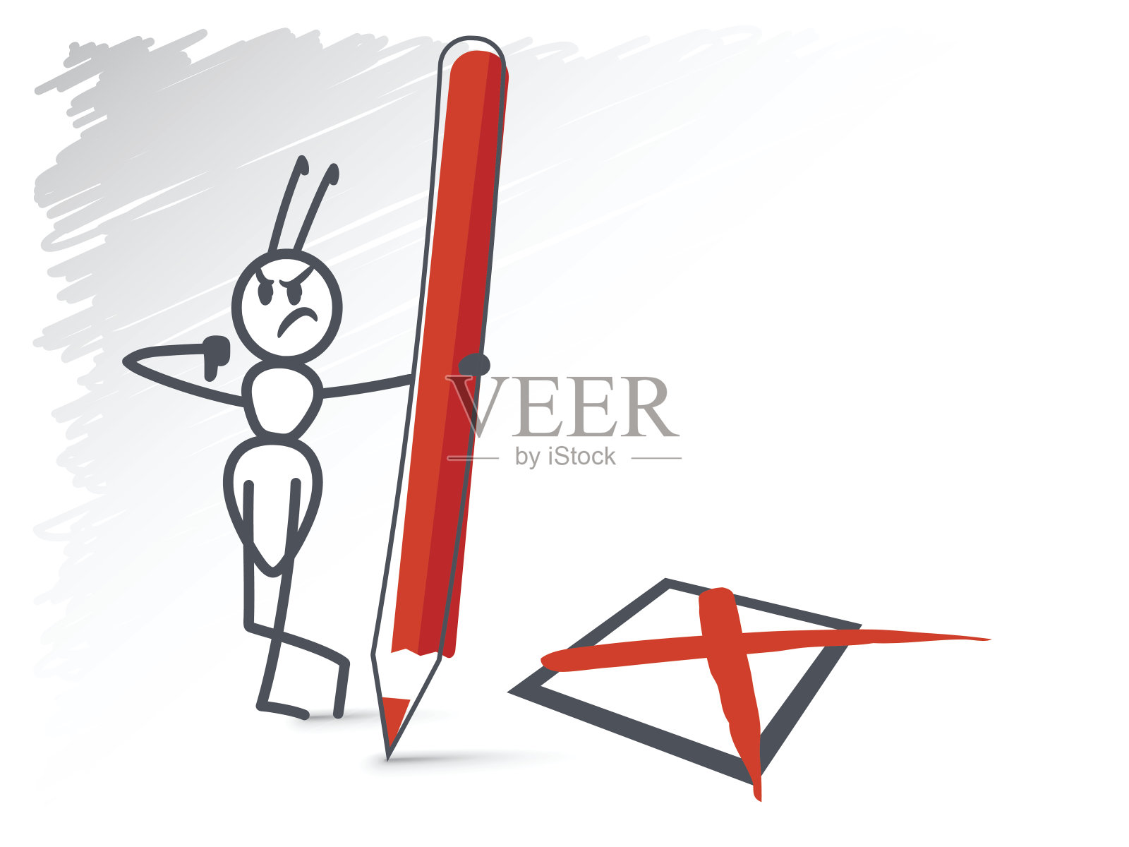 蚂蚁拿着一支红笔插画图片素材