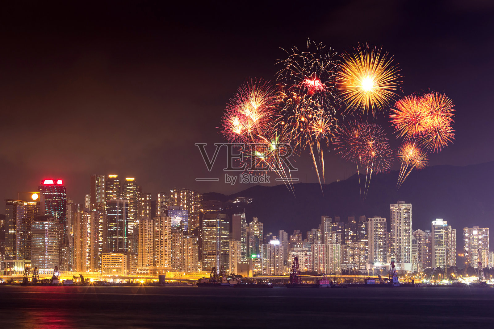 烟花节在香港城市照片摄影图片