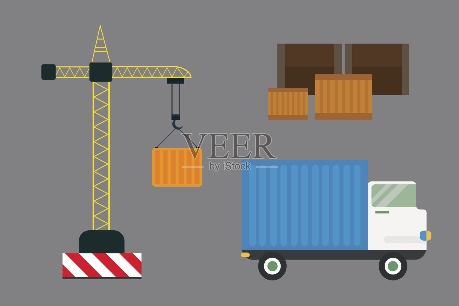 运货卡车运货矢量图。插画图片素材