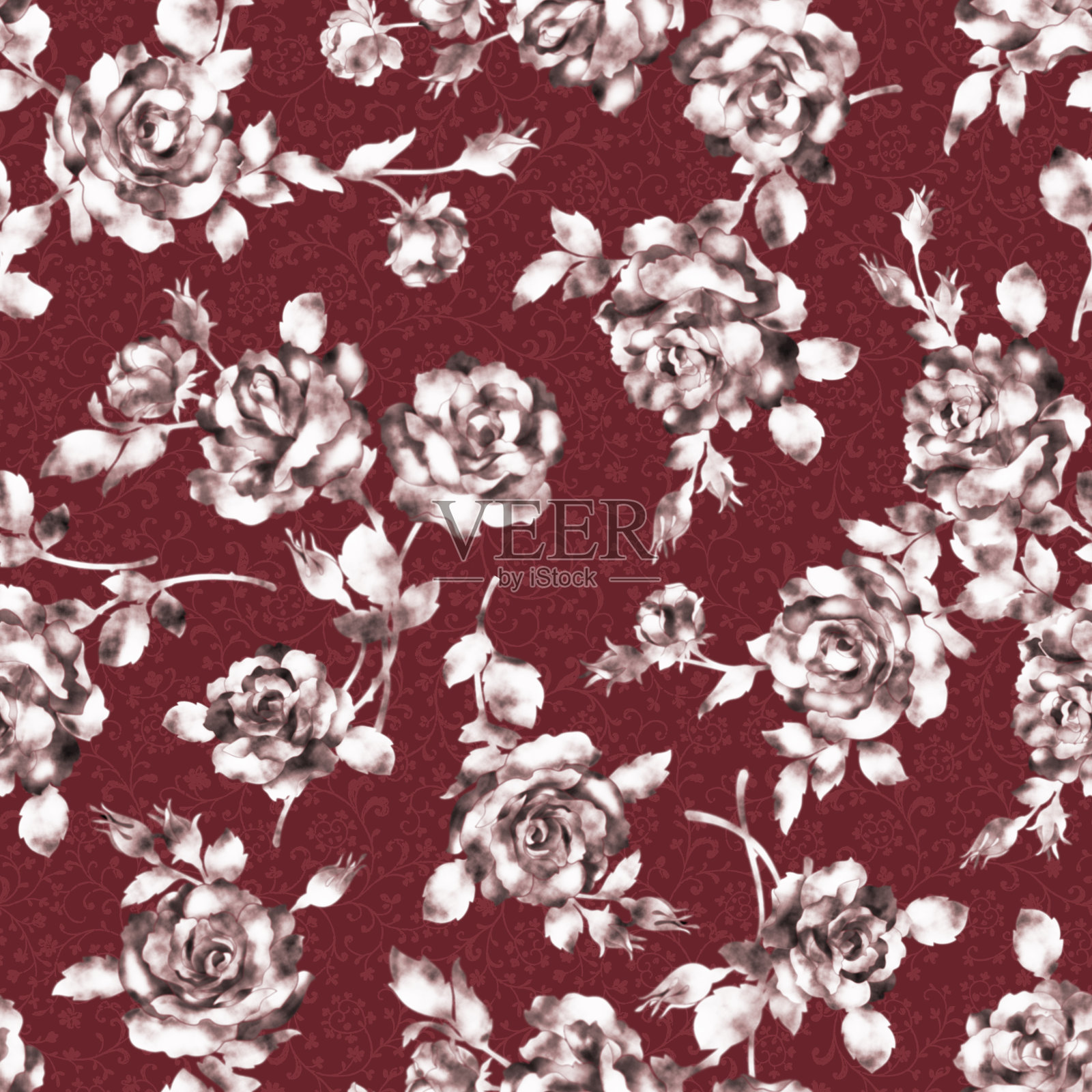 玫瑰图案插画图片素材