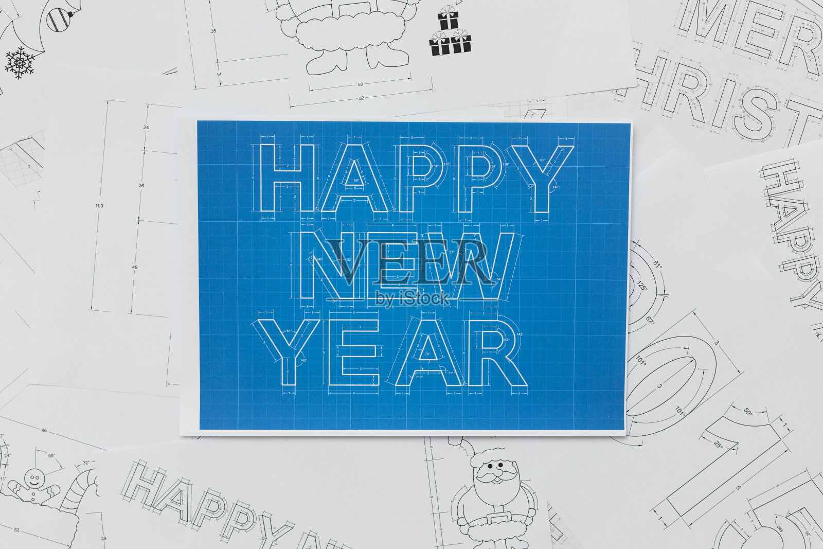 新年快乐蓝图照片摄影图片