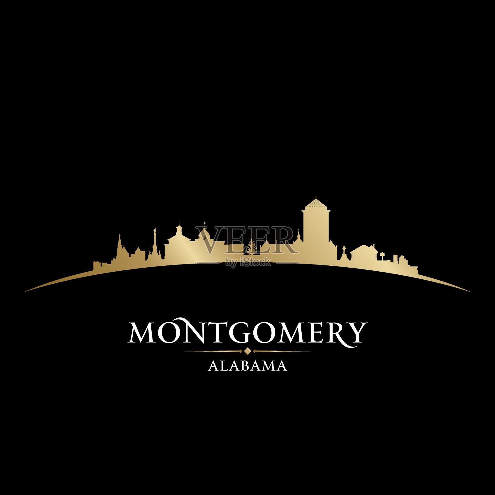 阿拉巴马州蒙哥马利市的轮廓线插画图片素材