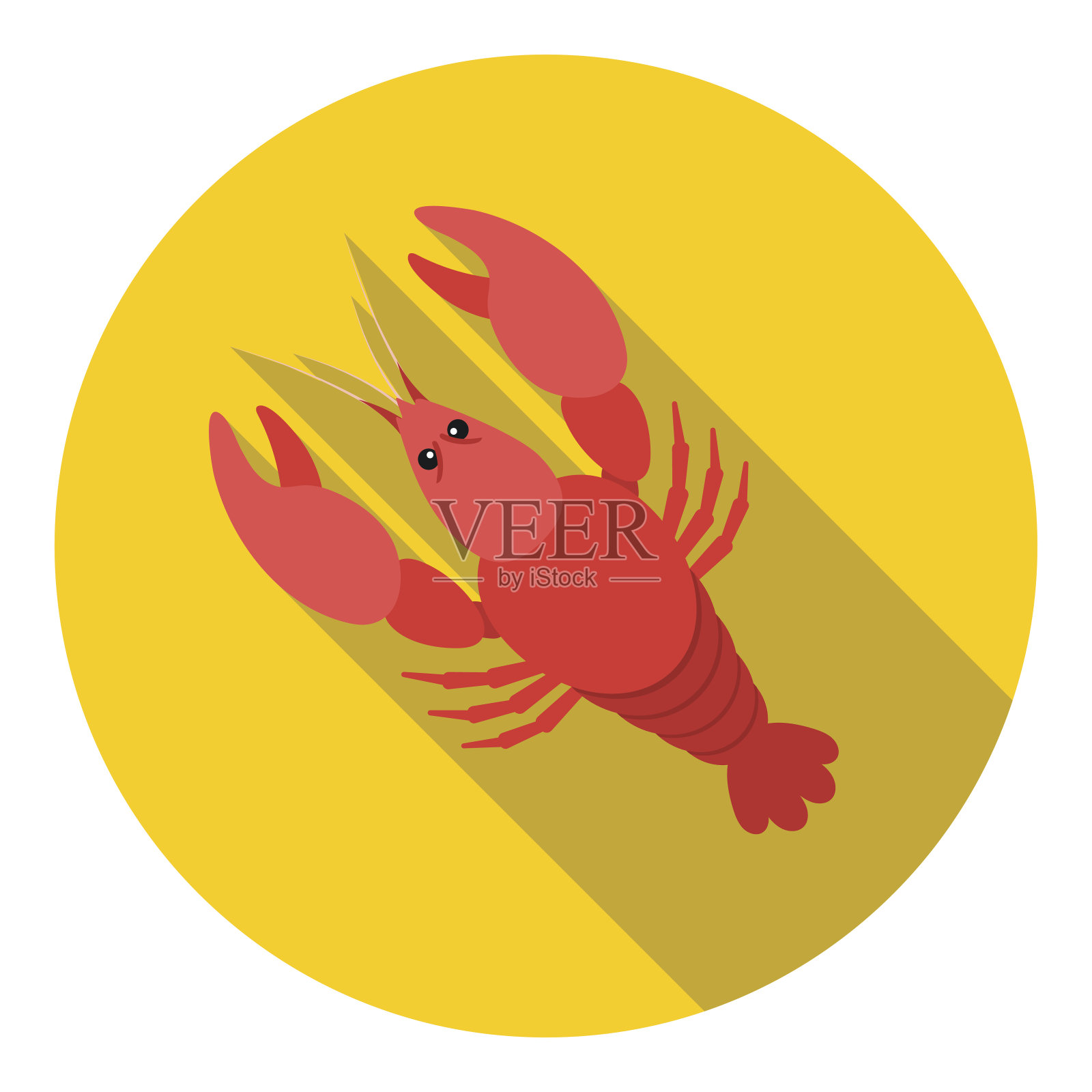 煮龙虾图标在平面风格孤立在白色背景。插画图片素材