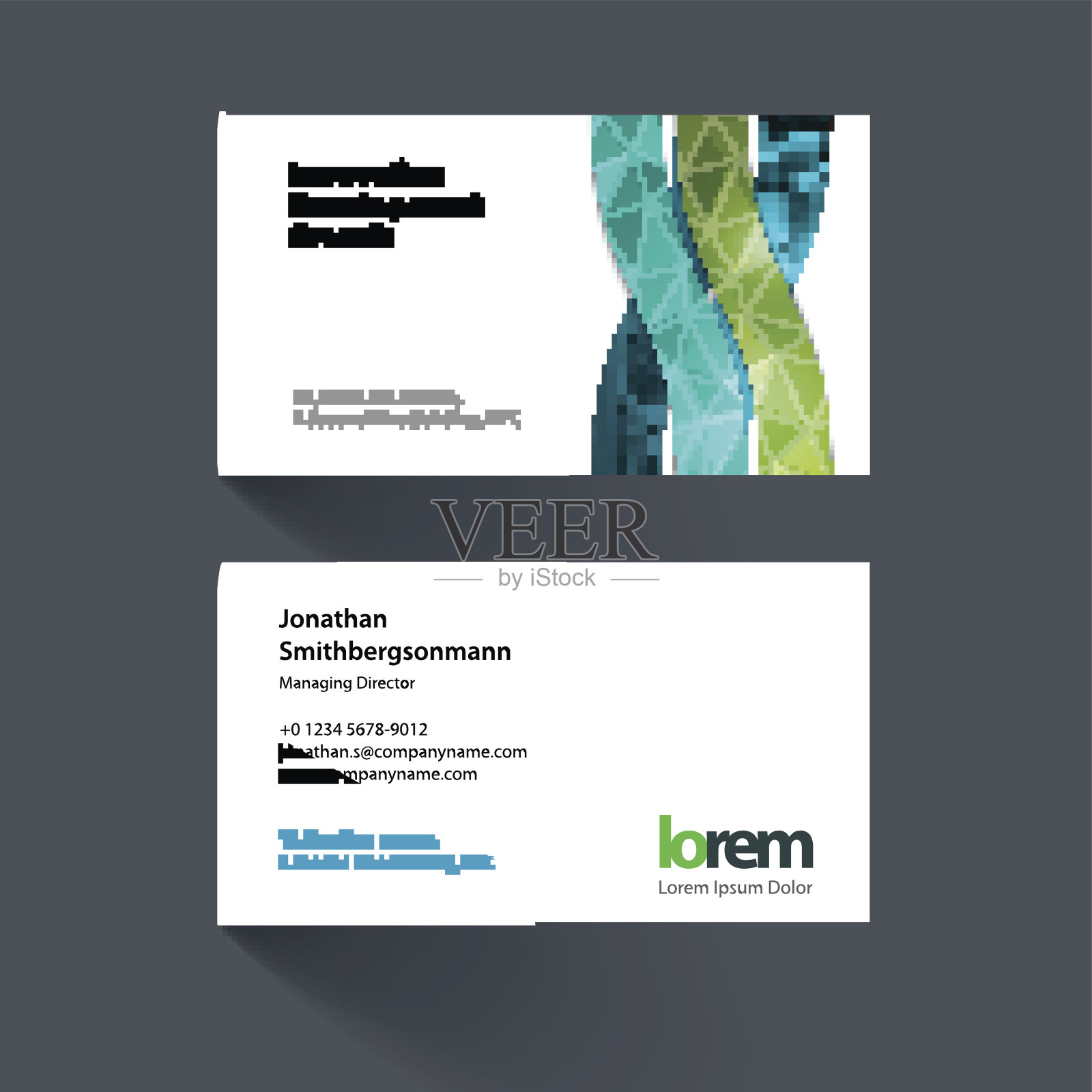 矢量名片模板与波浪，柔软的形状，和线设计模板素材