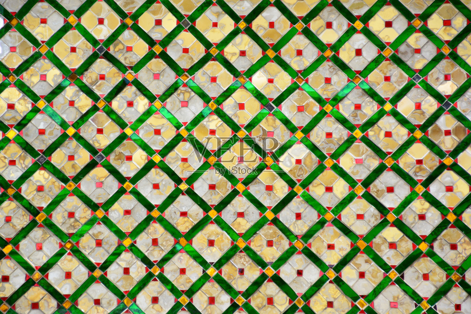色彩斑斓的马赛克图案，泰式风格。照片摄影图片