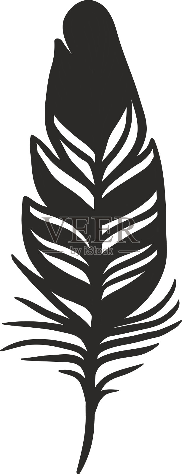 乡村装饰黑羽毛涂鸦复古艺术图形向量设计元素图片