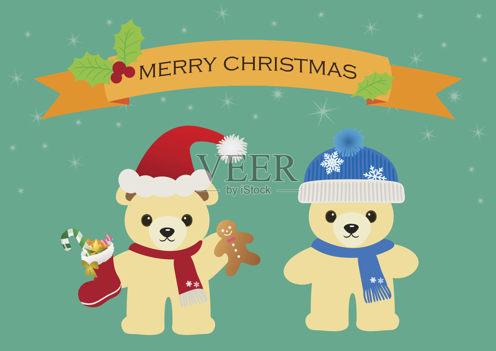 泰迪熊的圣诞卡片插画图片素材
