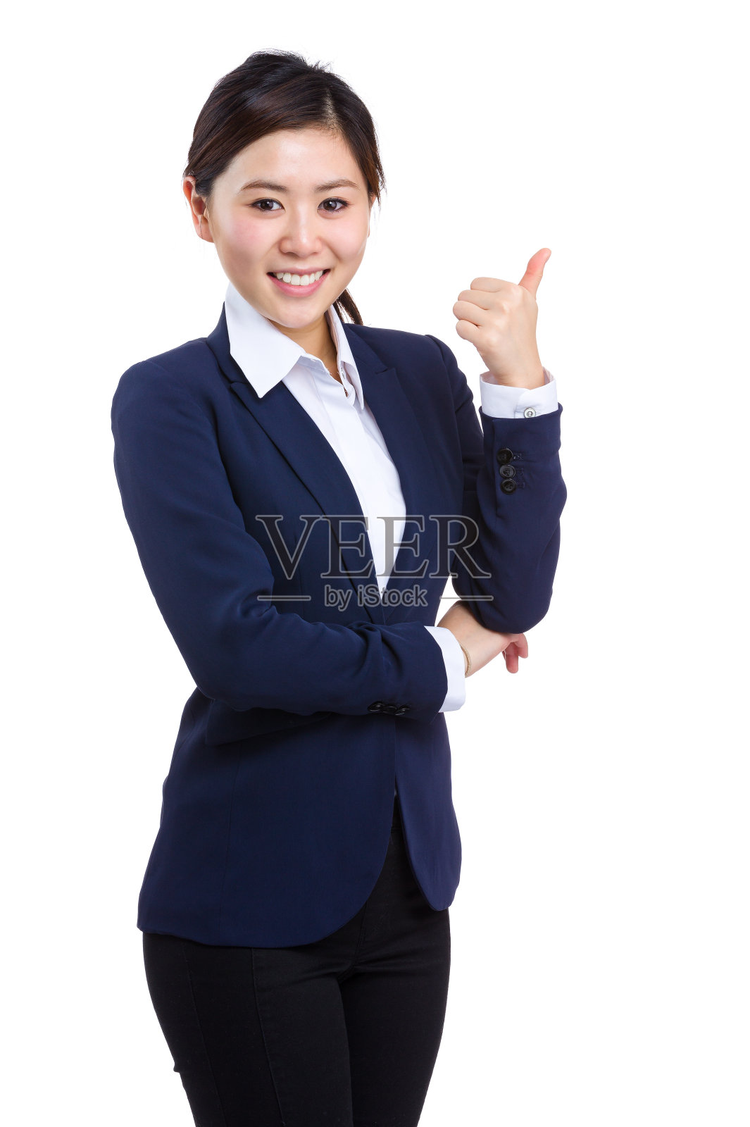 中国女商人竖起大拇指照片摄影图片