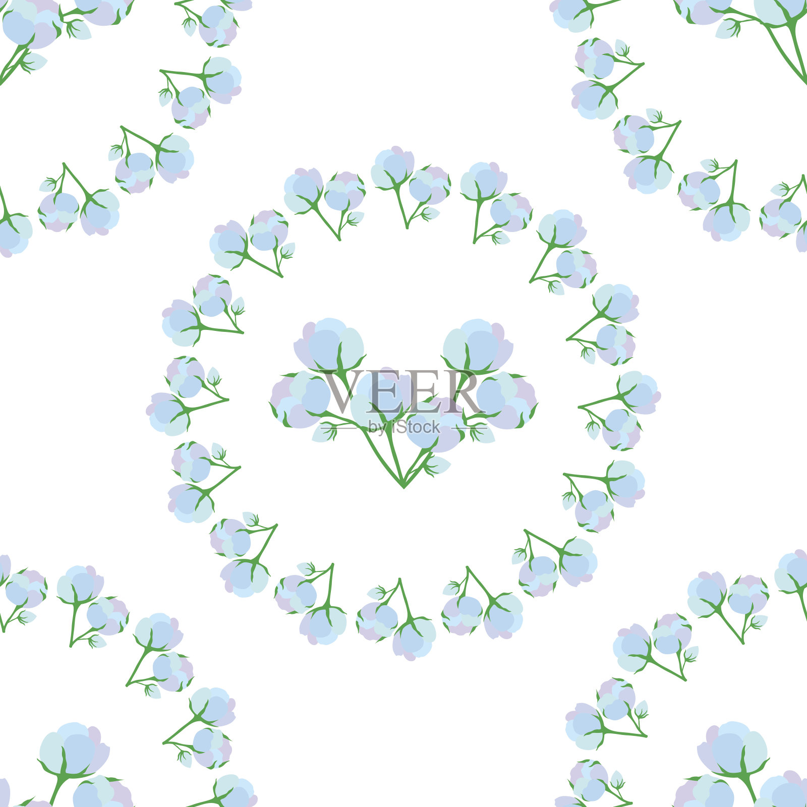 美丽的框架组成，棉花无缝插画图片素材