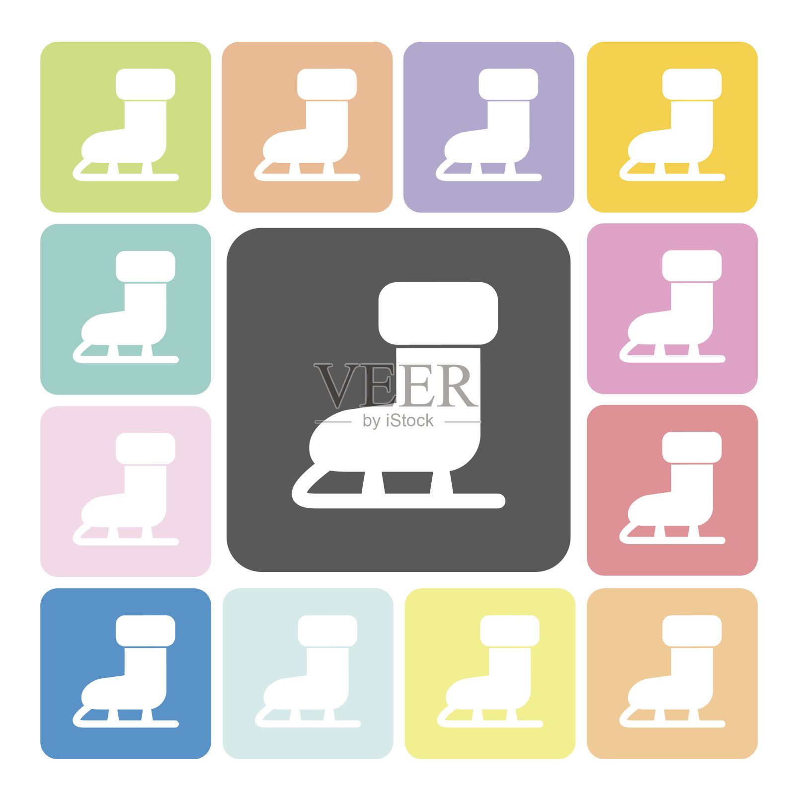 滑雪图标颜色设置矢量插图插画图片素材