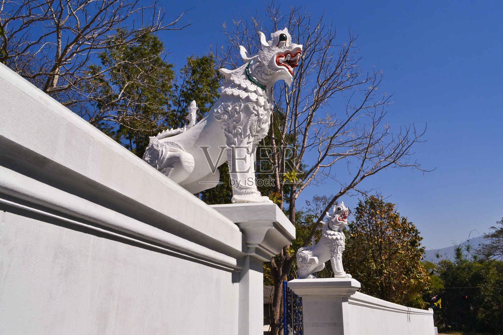 泰国白狮子雕像照片摄影图片