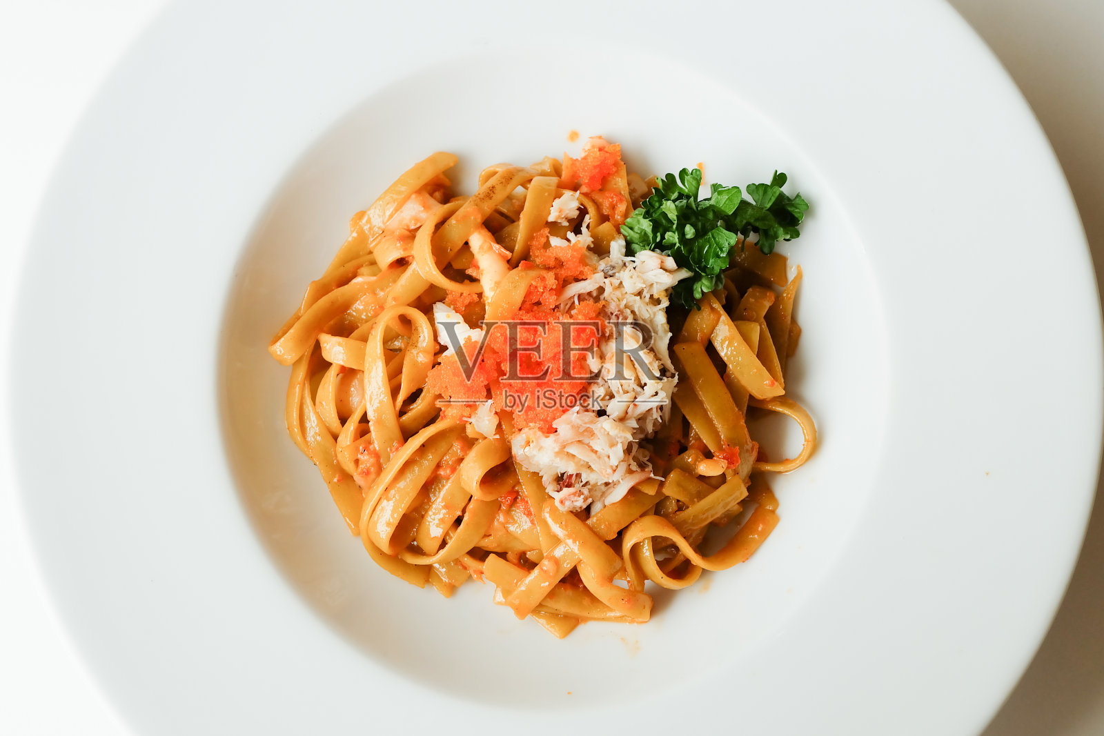 蟹Fettucini照片摄影图片