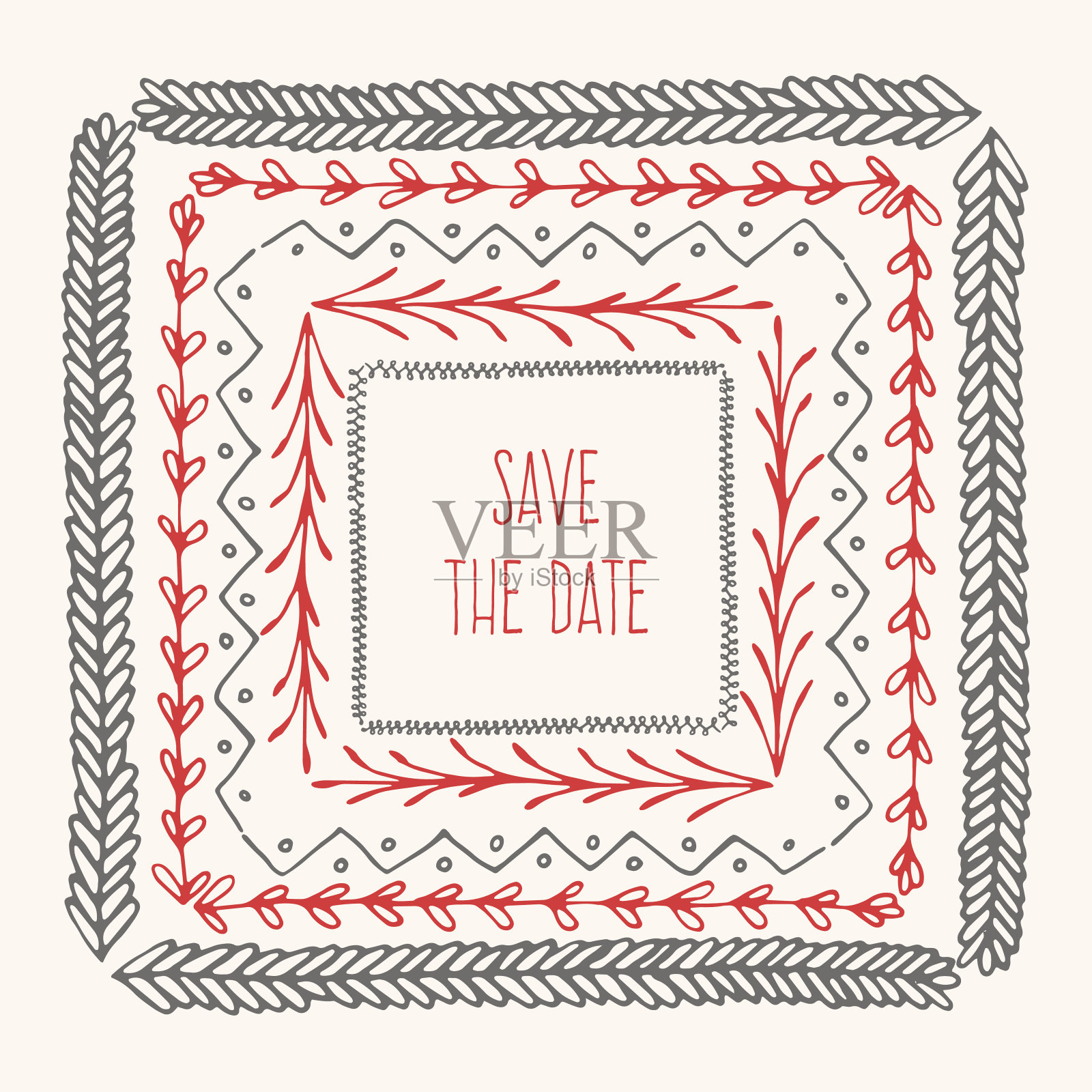 保存日期。复古矢量绘图框架到您的模板设计模板素材