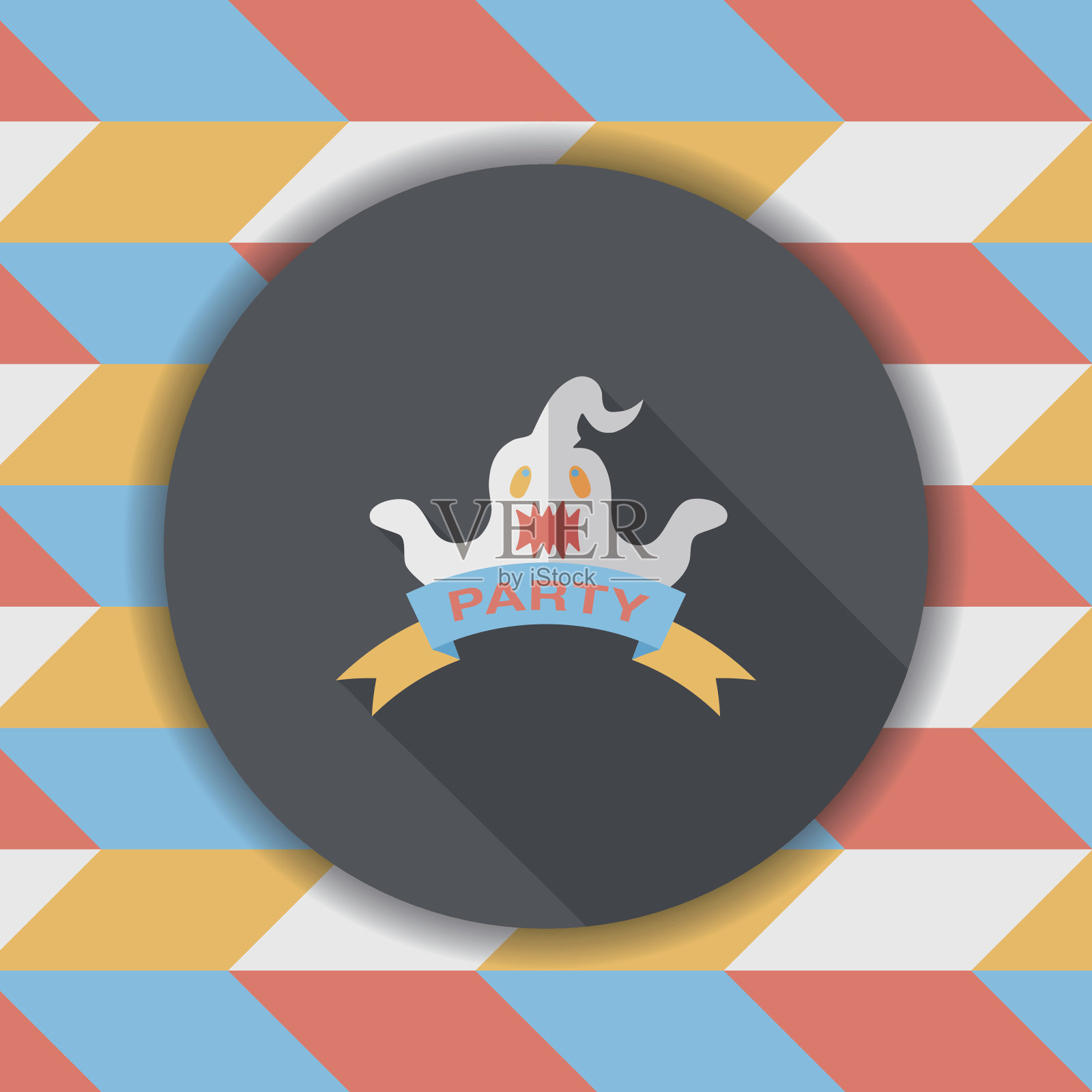 万圣节派对旗帜与长影子的图标，eps10插画图片素材