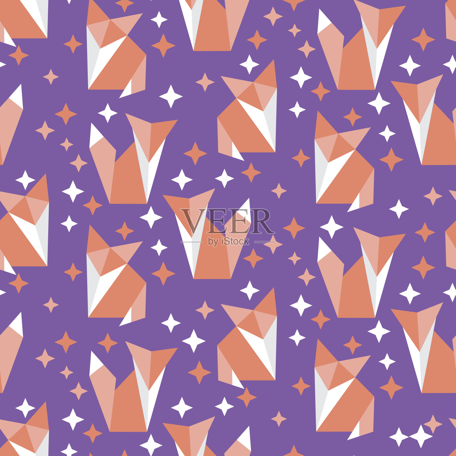 无缝图案与不同可爱的狐狸插画图片素材