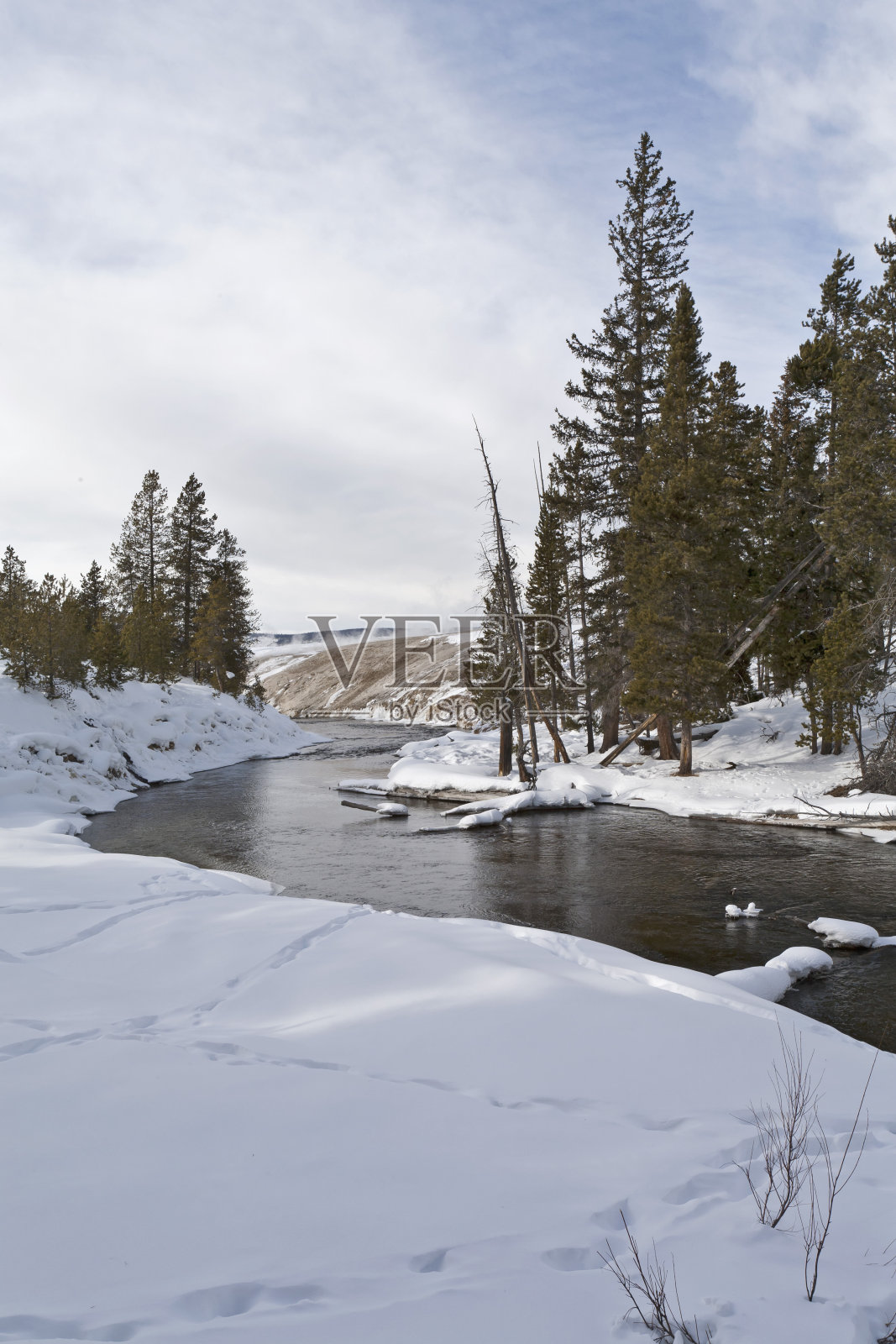 火洞河，冬天，黄石国家公园照片摄影图片