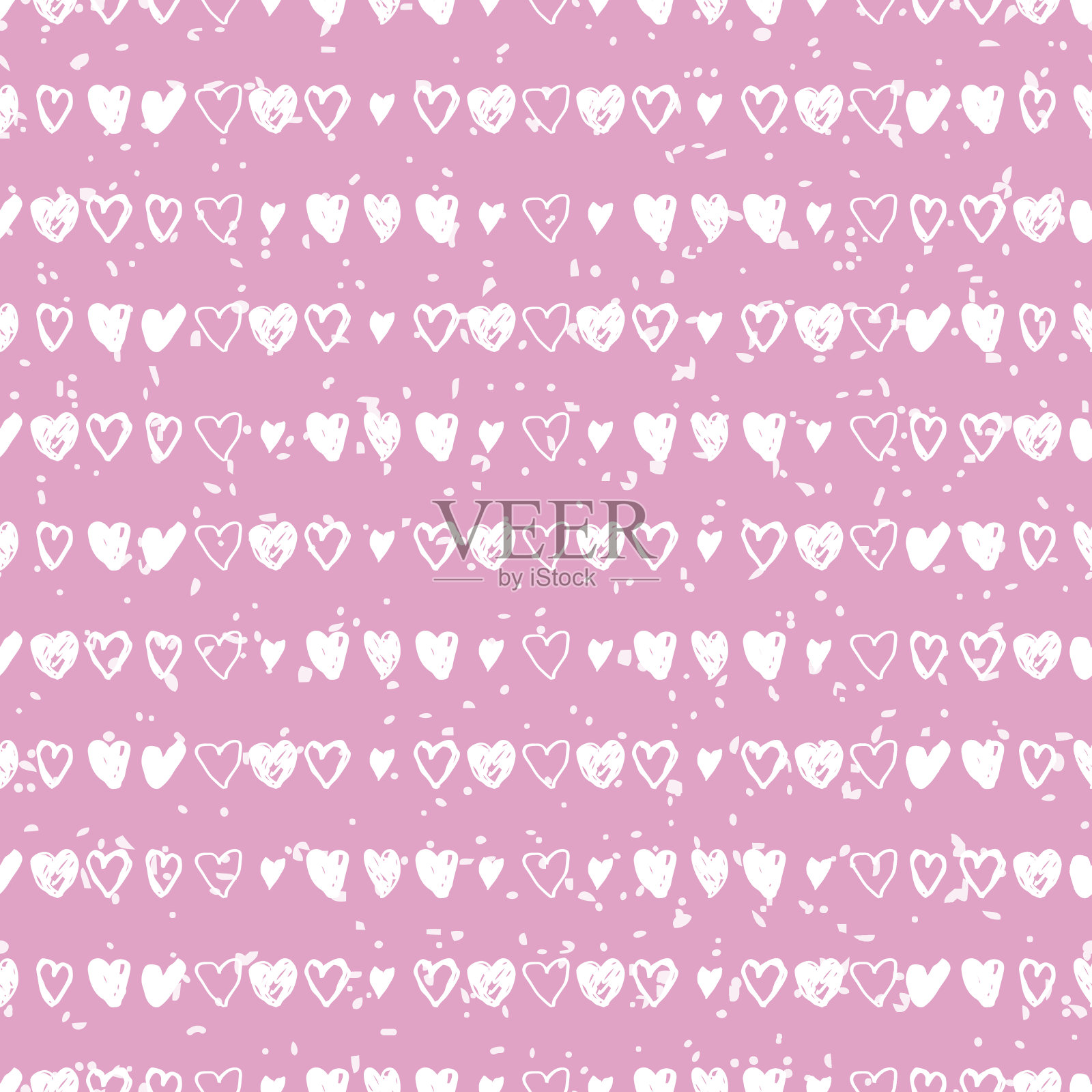 画上无缝的心形图案插画图片素材