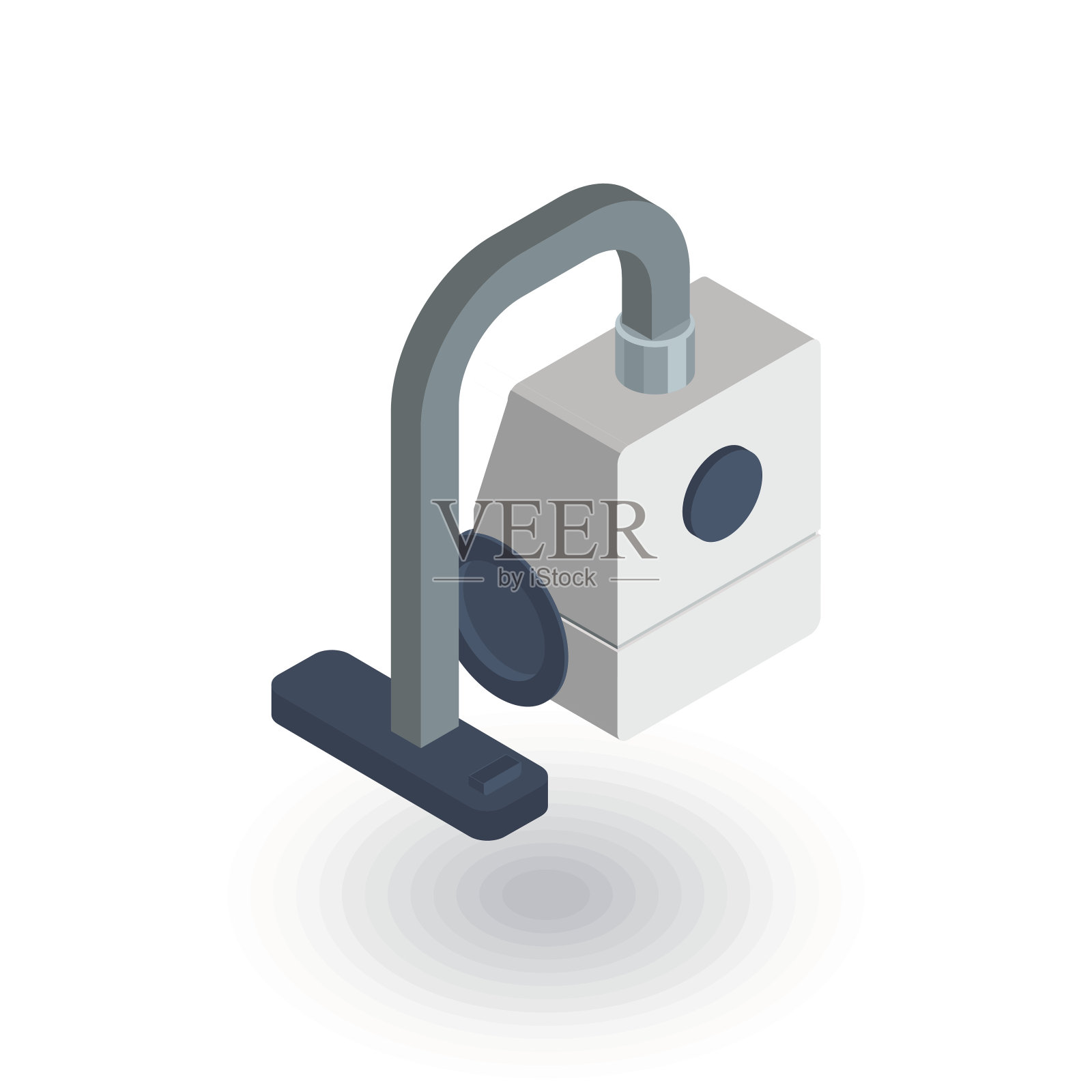 真空吸尘器等距平面图标。三维向量插画图片素材