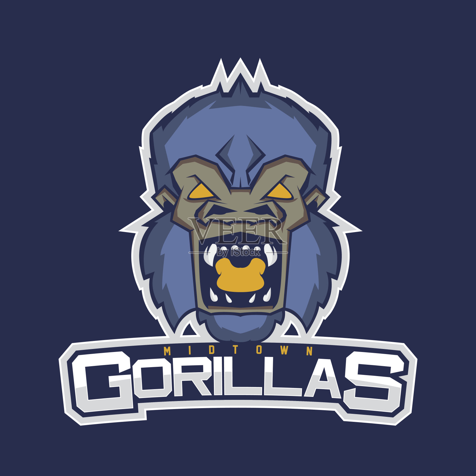 现代专业运动队标志。大猩猩的吉祥物。大猩猩、向量设计元素图片