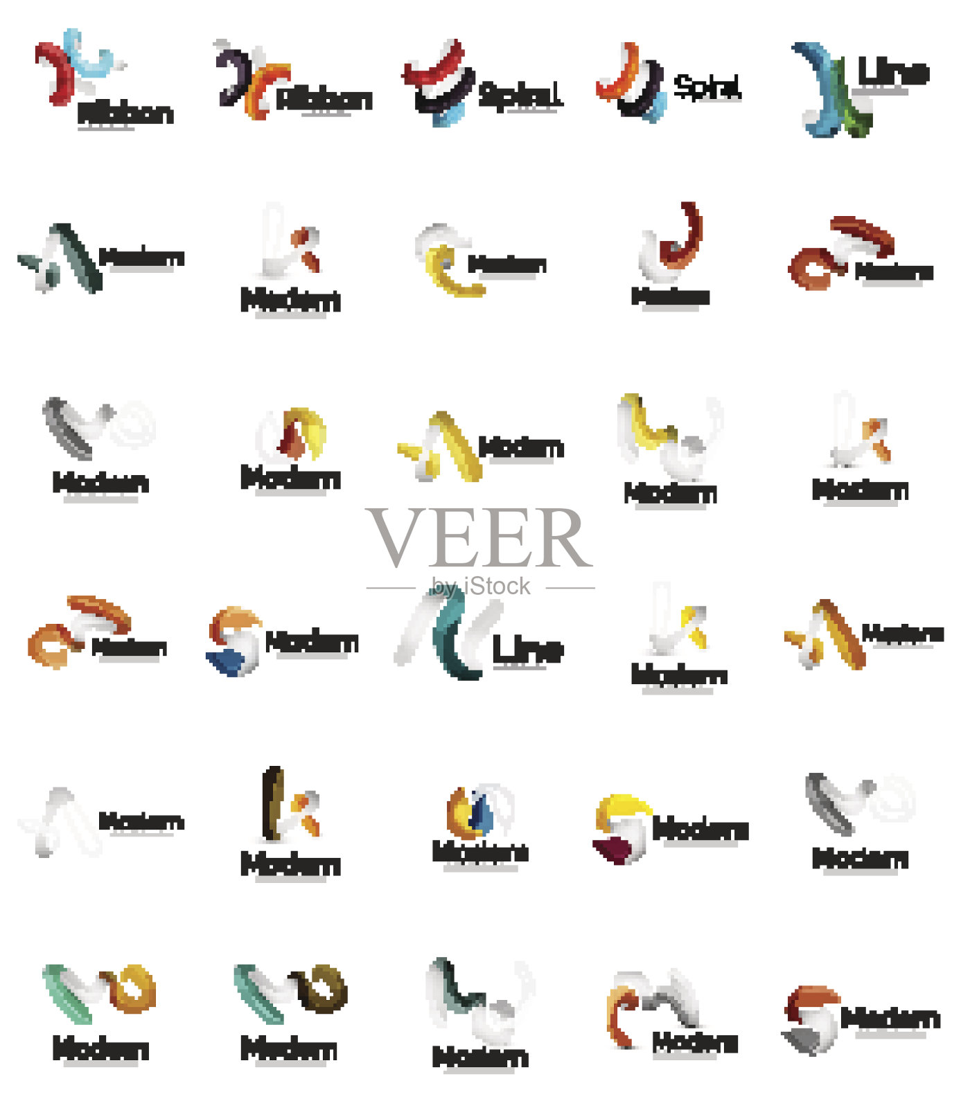 一组通用的抽象业务图标图标素材