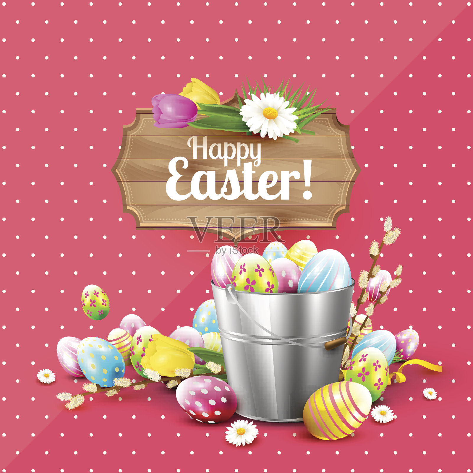 五彩缤纷的复活节贺卡插画图片素材