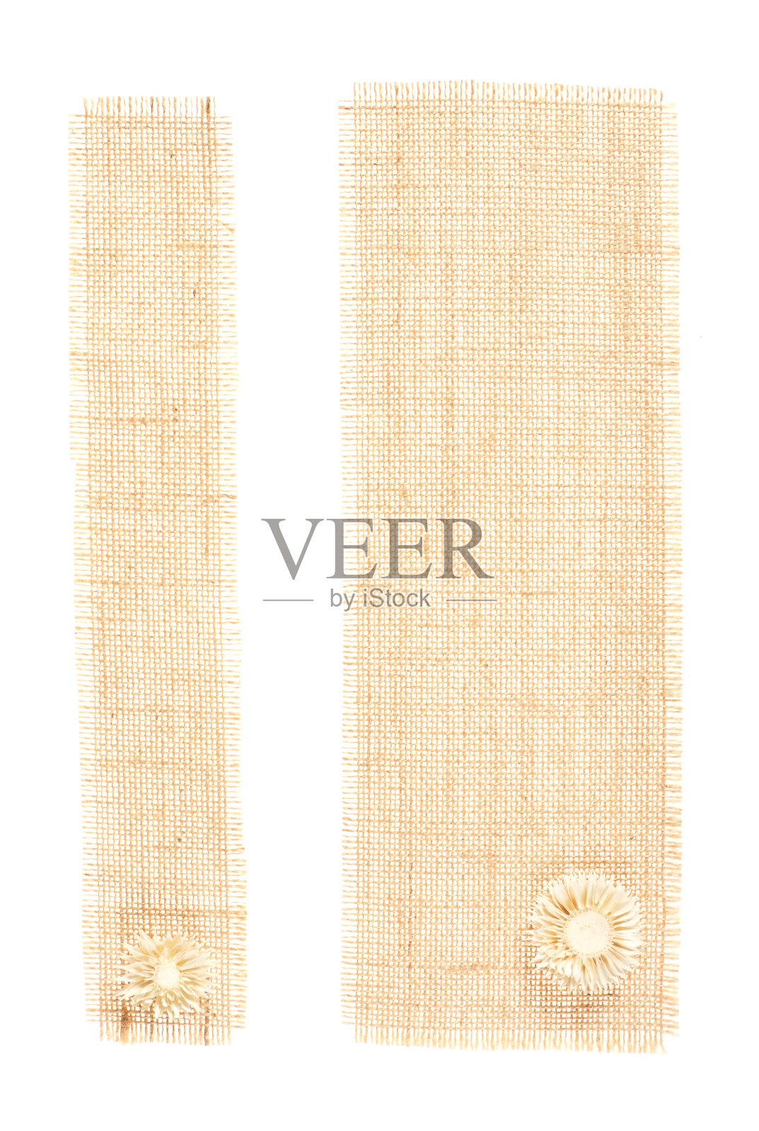 麻袋织物标签与装饰照片摄影图片