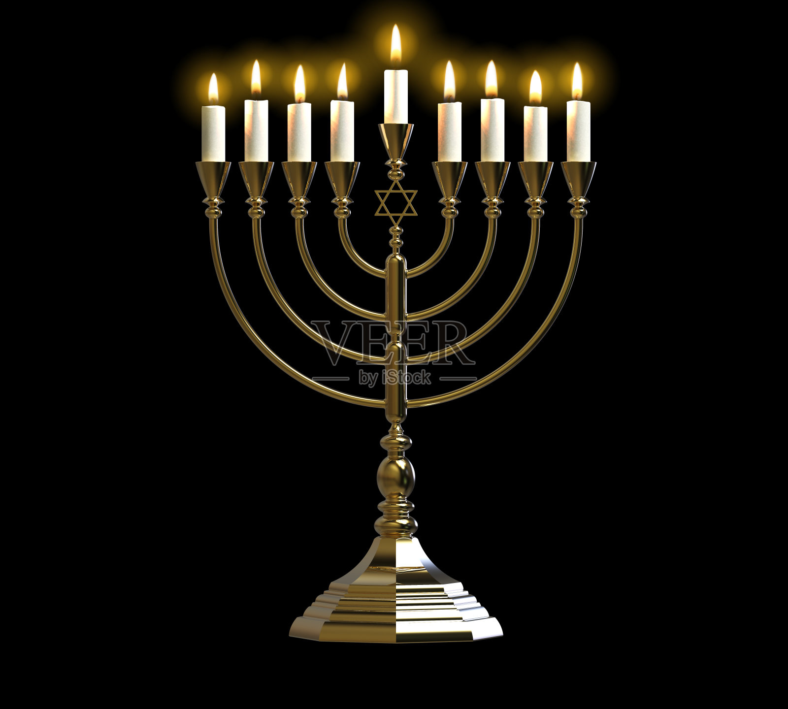 光明节烛台3D渲染照片摄影图片