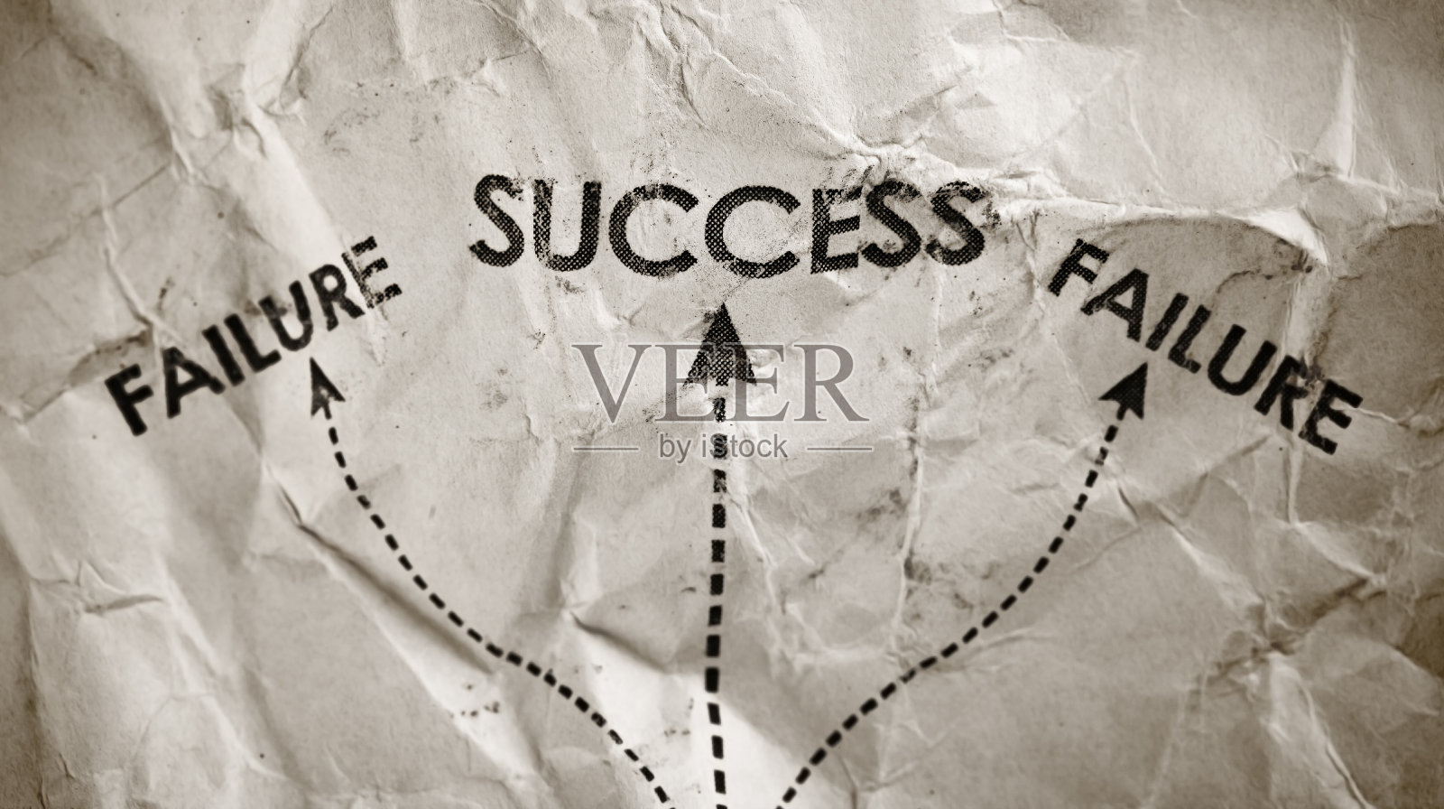 商业战略在皱巴巴的纸上照片摄影图片