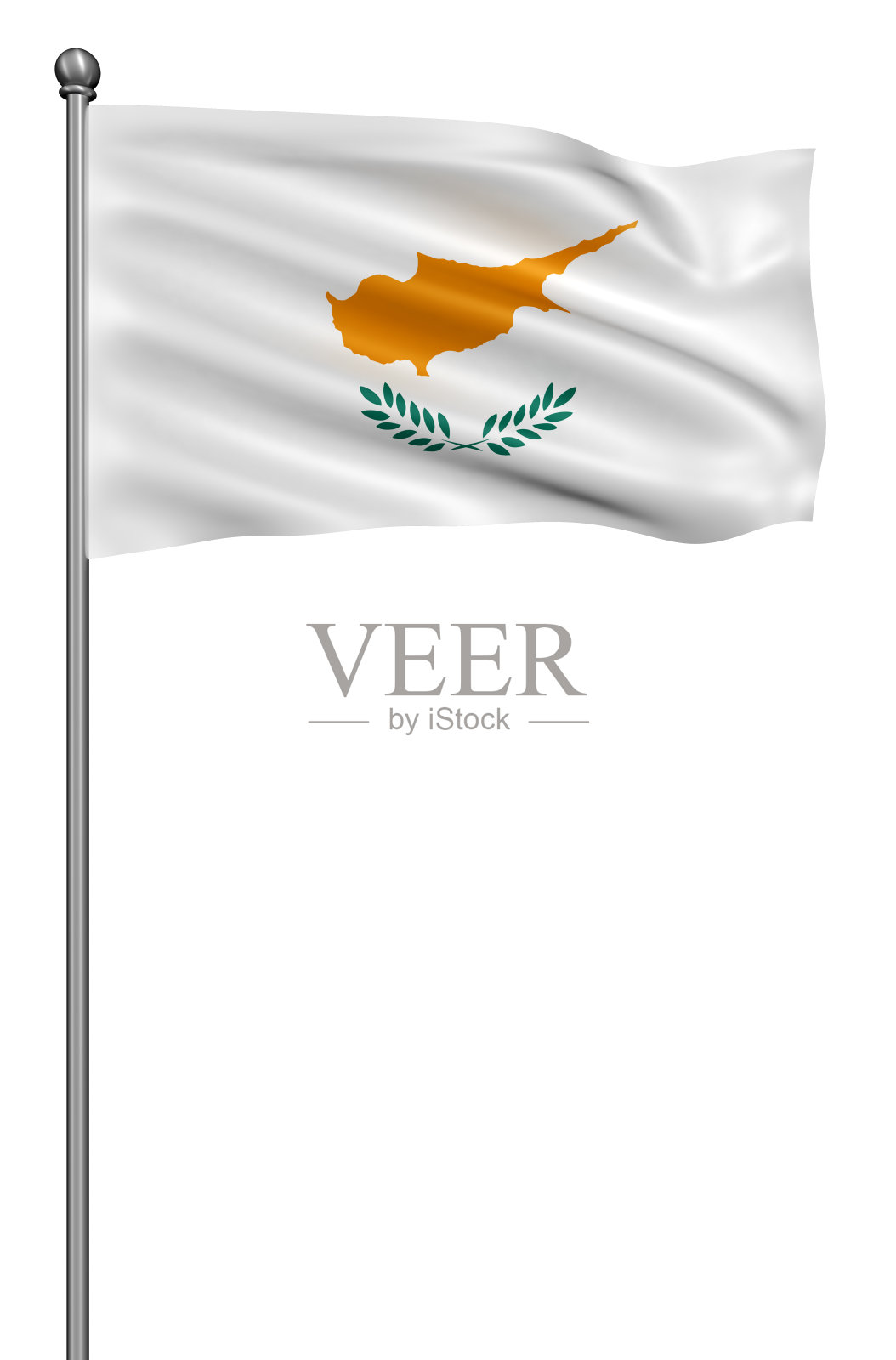 白底上的塞浦路斯旗。照片摄影图片