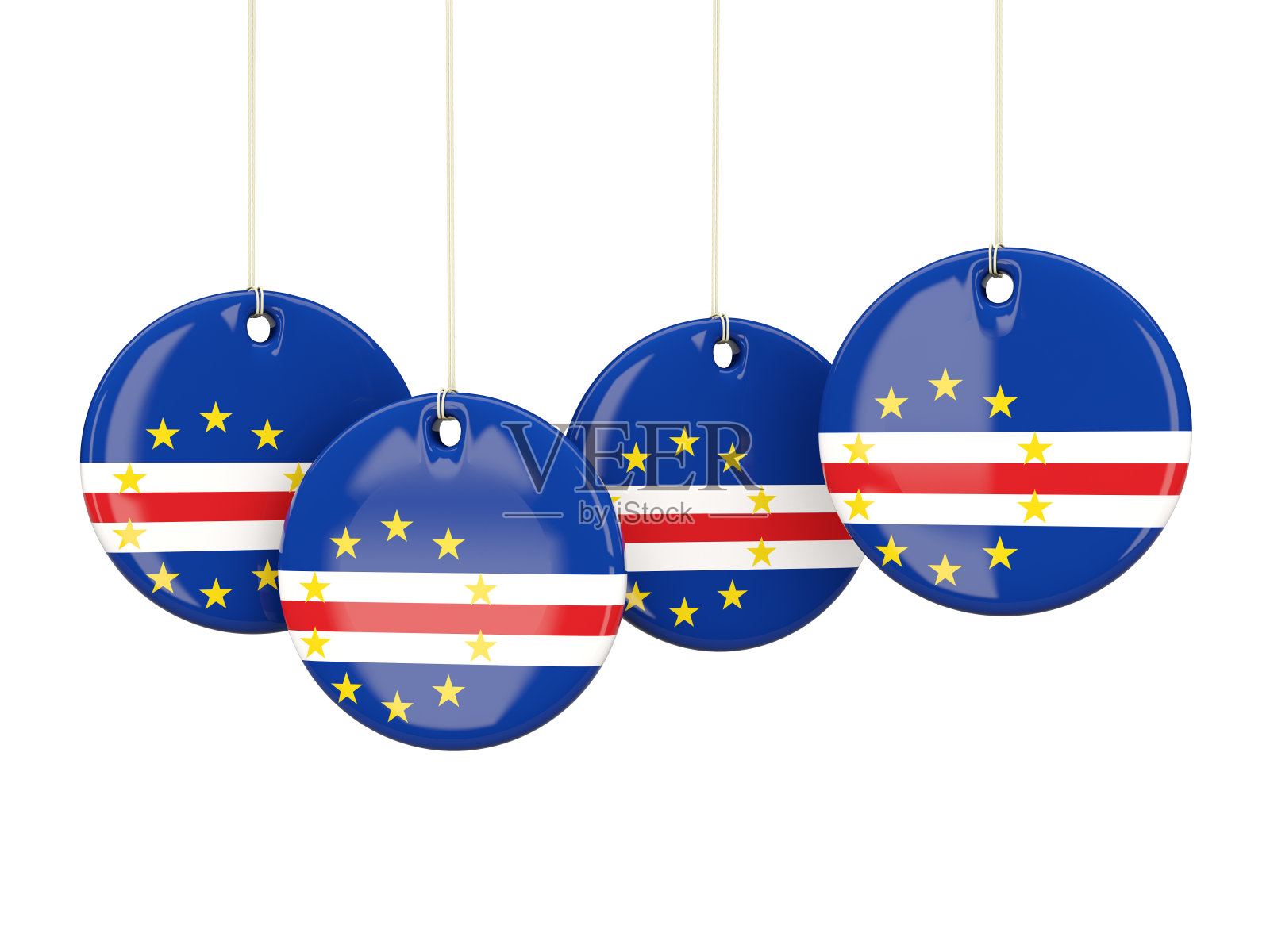 佛得角旗，圆标签照片摄影图片