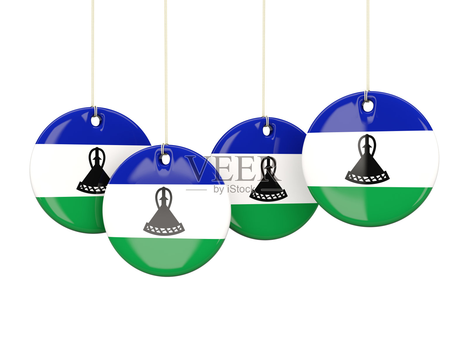 莱索托国旗，圆形标签照片摄影图片