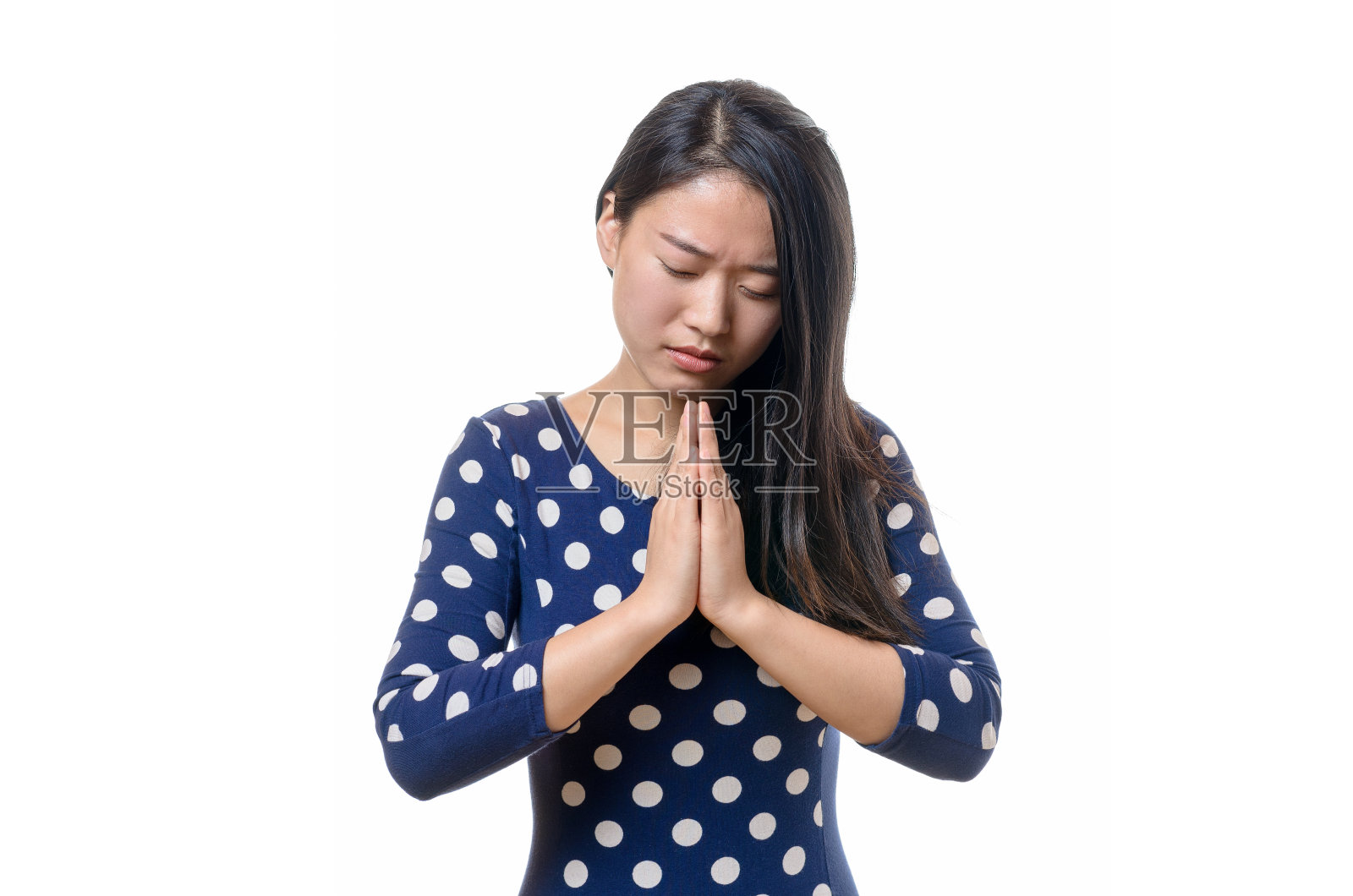 中国女子祈祷照片摄影图片